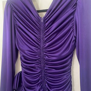 Vintage Abby Kent Dark Purple 80s Dress Size 6 EUC faux Diamond Bow